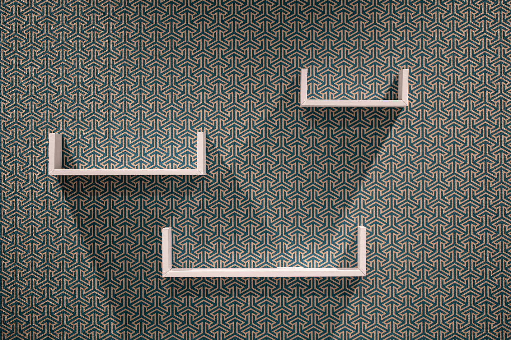 Beautiful modern three shelves on the wall.